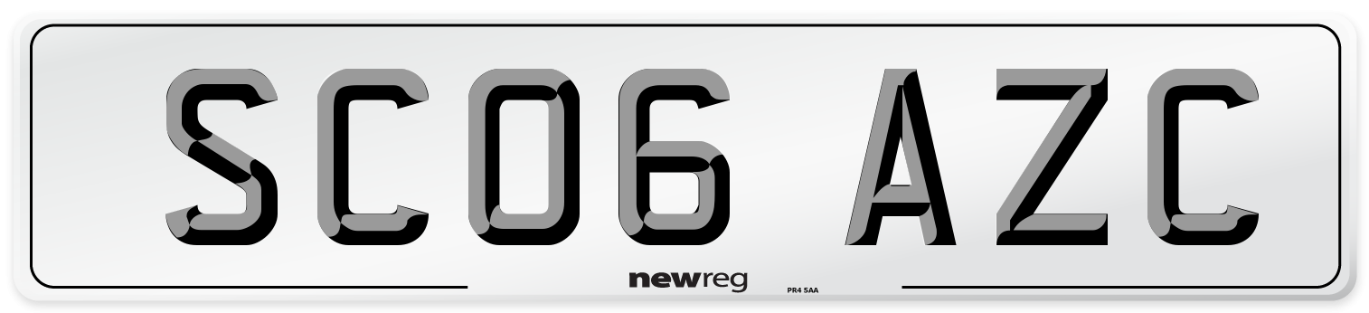 SC06 AZC Number Plate from New Reg